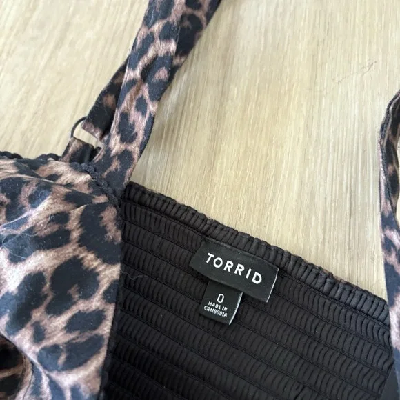 Torrid Sweetheart Cami On the Prowl Leopard Chocolate Top Tank Sleeveless Peplum - Picture 5 of 7